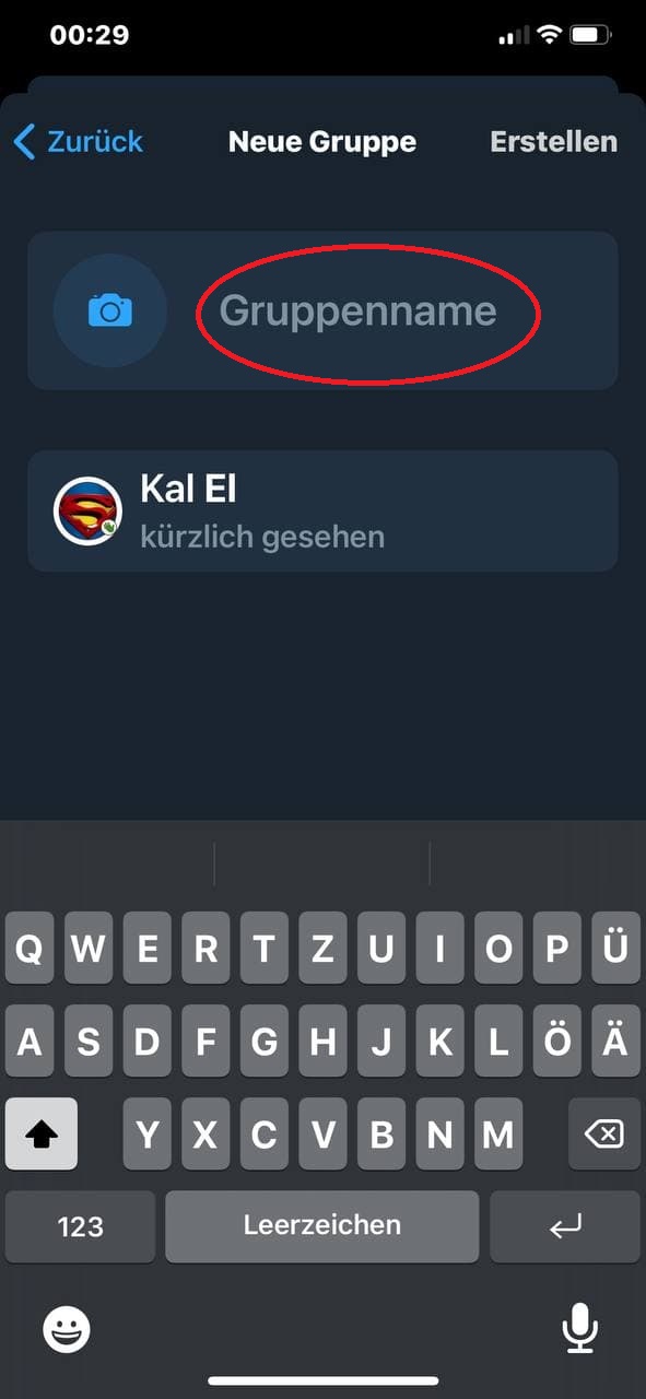 Gebe danach einen Gruppennamen an